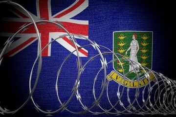 Barbed wire and flag of British Virgin Islands - 3d illustration
