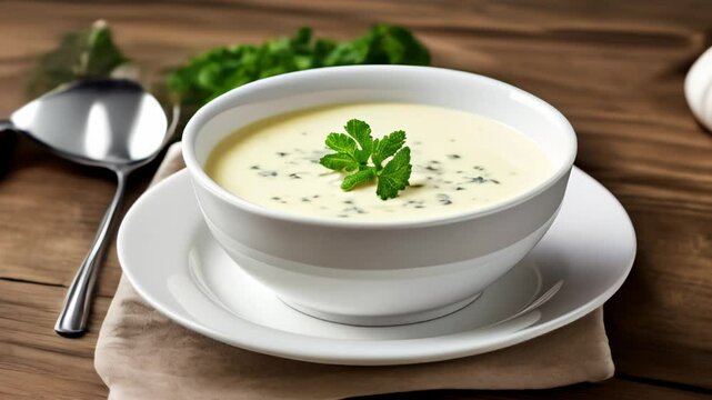  Deliciously creamy soup with a hint of fresh herbs