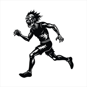 running zombie black and white clip art preview