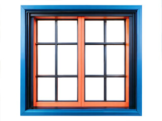 Fototapeta premium Modern blue and orange window frame isolated on transparent background with clipping path cut-out