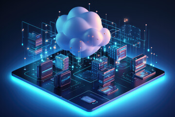 generated illustration of a cloud-based data storage system.
