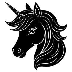 Unicorn vector illustration, Unicorn vector art, Unicorn silhouette, head of a Unicorn vector icon