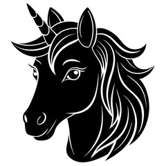Unicorn vector illustration, Unicorn vector art, Unicorn silhouette, head of a Unicorn vector icon