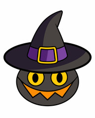 Halloween Black Creepy Icon with Hat Vector Art | Halloween Clipart Illustration