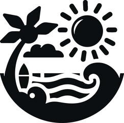 A summer vacation  silhouette with a white background