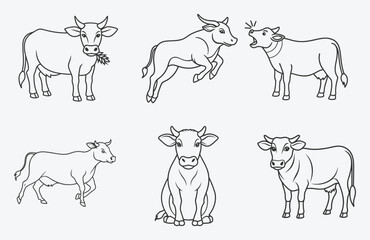 Ultimate Cow Line Art Set Vector Collection,Premium Illustrations and Designs