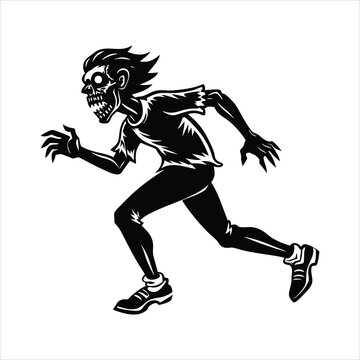 recommend clip art: zombie running vector line art