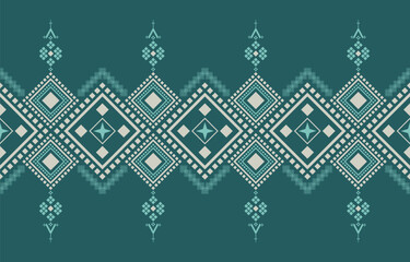 Abstract Geometric ethnic seamless pattern, Traditional Geometric Diamond Pattern in Teal and Turquoise, Design for background or wallpaper, fabric, Vector illustration Vector 10