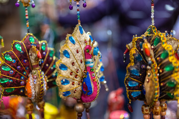 Interior decoration, Handmade colorful hanging gift decoration items of peacock for decoration...