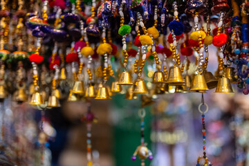 Interior decoration, Handmade colorful hanging gift items for decoration display at shop. Selective...
