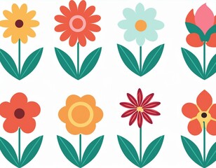 Set of garden flowers