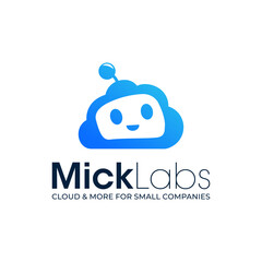 robot head chat box technology icon logo design 