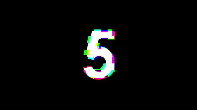 Distortion text effect number 5 animation