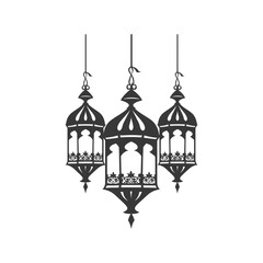 Obraz premium islamic eid lanterns minimalist logo or symbol black color only