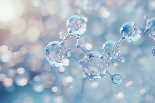 biomedicine and genetic engineering -  minimalist 3D visualization of nanomaterials at the atomic or molecular level, nanotechnology research and development