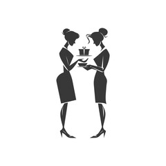 man and women couple minimalist logo or symbol black color only