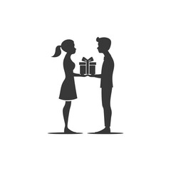 man and women couple minimalist logo or symbol black color only