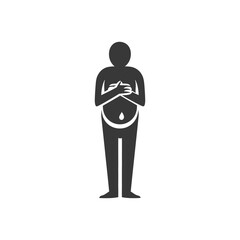 man holding stomach minimalist logo or symbol black color only