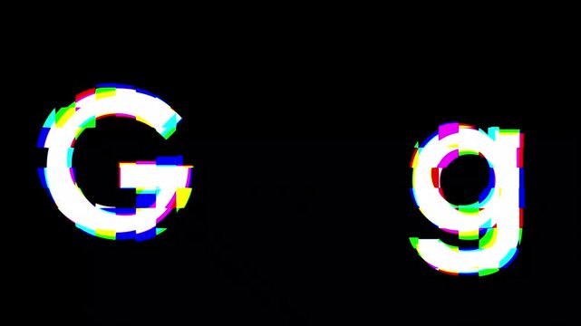 Distortion text effect letter g animation