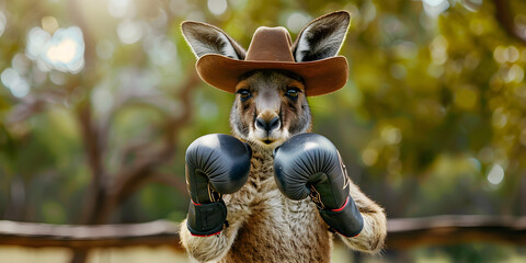 Kangaroo in boxing gloves