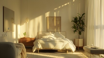 Sunlight in a Minimalist Bedroom