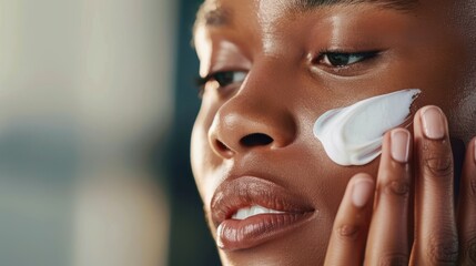 Close-up of Person's Hand Applying Luxurious Face Cream with Rich Texture and Smooth Application
