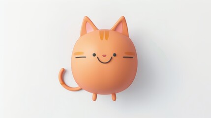 Fototapeta premium A 3D cartoon cat character, minimalist design, viewed from above, isolated on a white background
