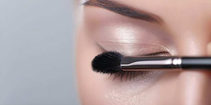 Womans flawless makeup enhances features showcasing beauty and artistry of cosmetics. Concept Makeup Artistry, Flawless Features, Beauty Enhancement, Cosmetics Showcase, Woman's Beauty