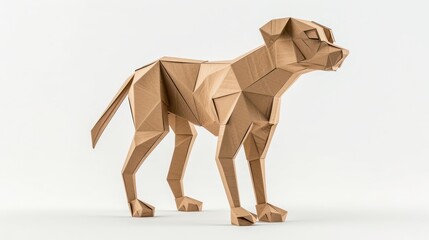 Obraz premium A 3D model of a dog made from cardboard, isolated on a white background