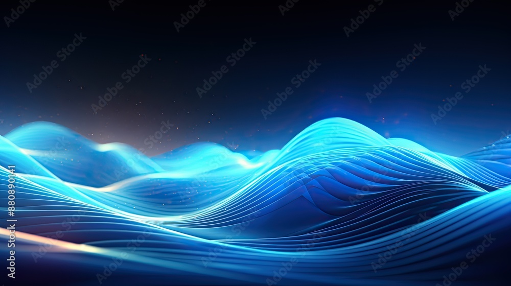 Aufkleber digital waves on an abstract blue tech background