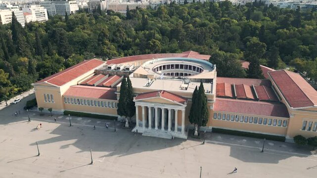 Zappeion Hall Neoclassical Megaron Athens Aerial Cinematic footage 50 fps