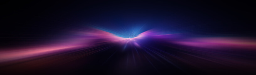 Light neon tunnel, abstract neon background. Bright rays on a dark background.