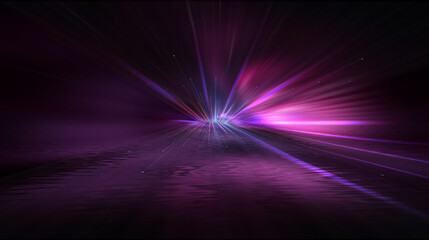 Light neon tunnel, abstract neon background. Bright rays on a dark background.