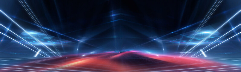 Light neon tunnel, abstract neon background.