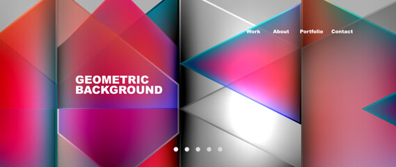 Fototapeta premium Flowing bright neon gradients geometric abstract background with triangles and lines. Fluid color pattern of color liquid gradient background for wallpaper, banner, background, card, landing page