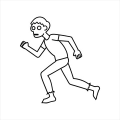 zombie running vector line art