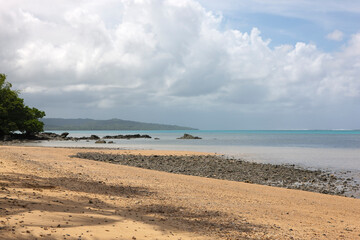 Yapp Islands Micronesia. Landscape with the sea on a sunny autumn day