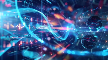 Obraz premium Abstract Digital Network with Spheres and Data Flow