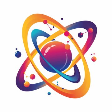 recommend clip art: Abstract Illustration of an Atom with Orbiting Electrons