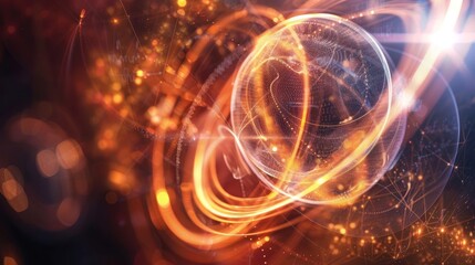 Obraz premium Abstract Globe with Glowing Orange Lines