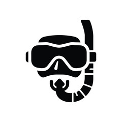 Black and White Snorkel Mask and Tube Illustration - Ideal for Water Sports Graphics