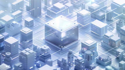 Obraz premium 2.5D Blue Luminous Technology City