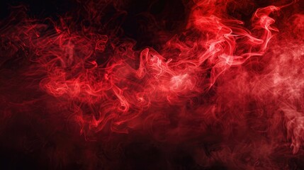 Crimson vapor against dark backdrop with empty space