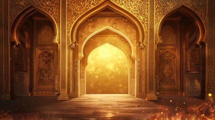 Obraz premium Elegant Islamic Arch Background for Eid Celebrations