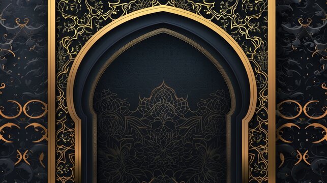 Elegant Islamic Background with Decorative Patterns and Frame for Eid