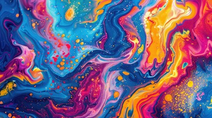 Abstract neon liquid wavy background. Liquid art, marbling texture