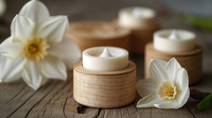 Handmade white wooden daffodil cream cosmetic