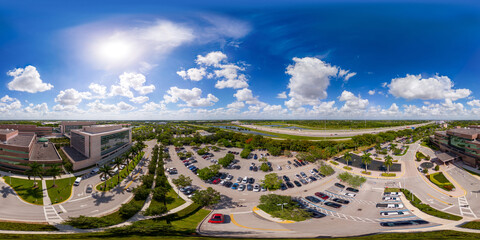 Aerial drone 360 photo Cleveland Clinic Weston, Florida, USA
