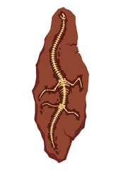 Dinosaur fossil skeleton bones, excavations of archeology isolated. Prehistoric reptile skeletons lying underground. Cartoon paleontological artifact