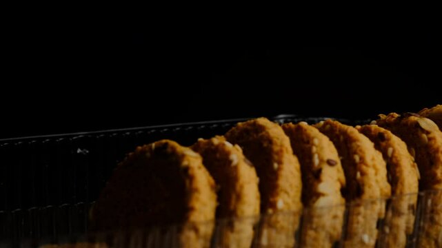 cookies in close-up on a black background